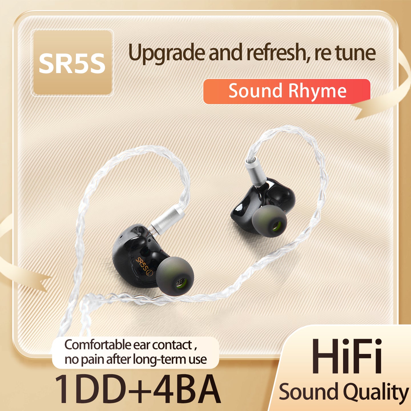 Newly Upgraded Sound Rhyme SR5S Dynamic Driver Balanced Armature Hybrid 10 Drivers High Quality Stage Monitoring HIFI Earphone